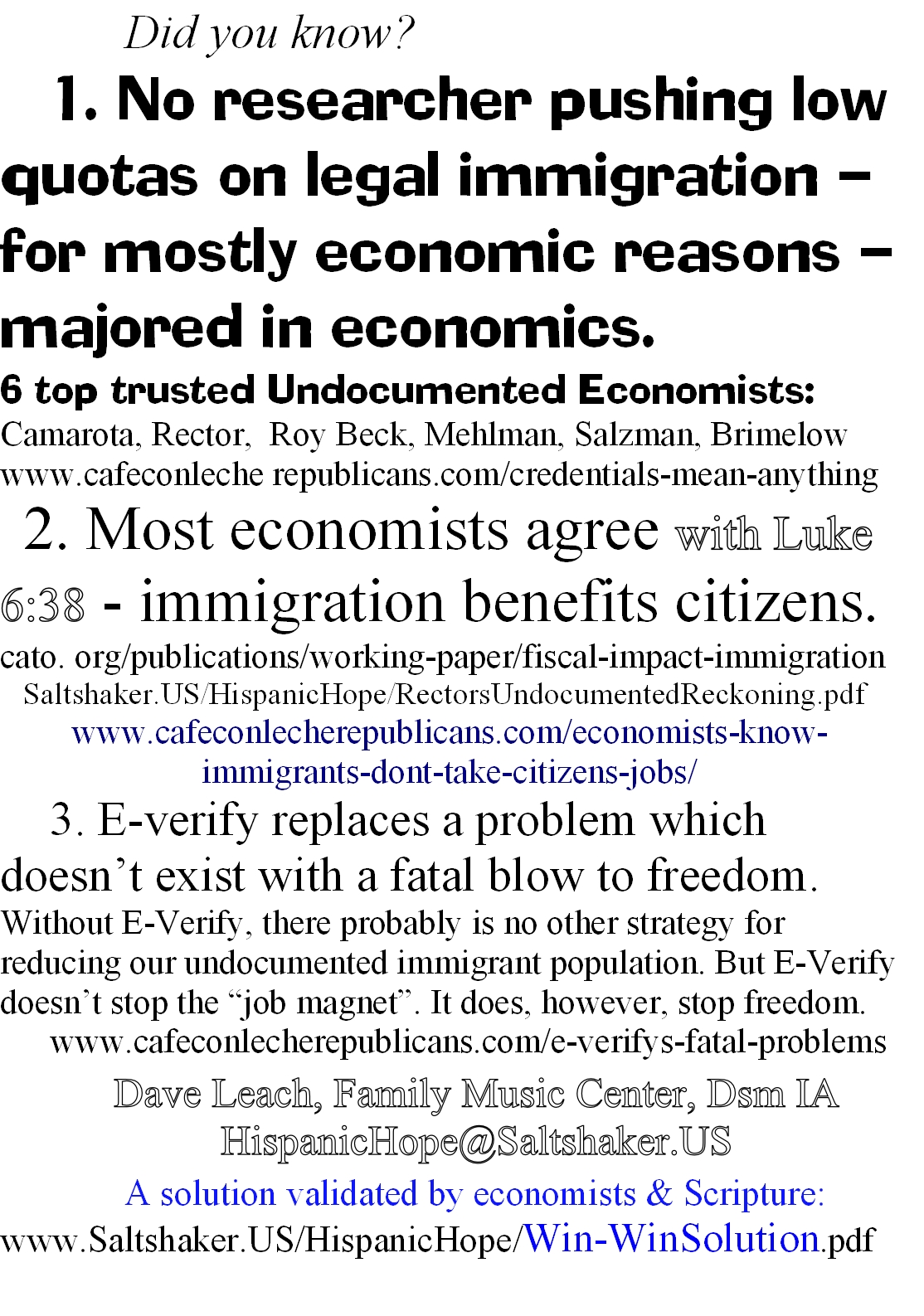 Immigration Economics postcard